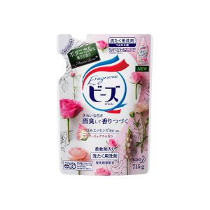 日本KAO花王NEW BEADS鲜花精华增白除臭柔软剂包含洗衣液 补充装715g 玫瑰香型