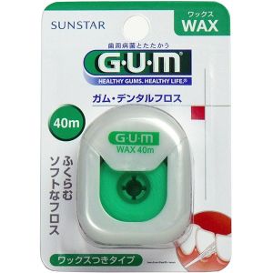 日本进口GUM全仕康膨胀牙线40米含蜡 齿科牙缝残渣龋齿牙菌斑防蛀
