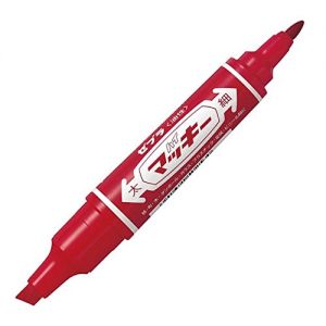 日本ZEBRA 斑马 油性颜料墨水红色双头标记笔  E-54