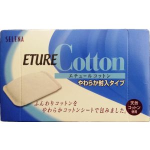 日本SELENA Eature COTTON天然棉使用柔软封入型化妆棉 70枚入