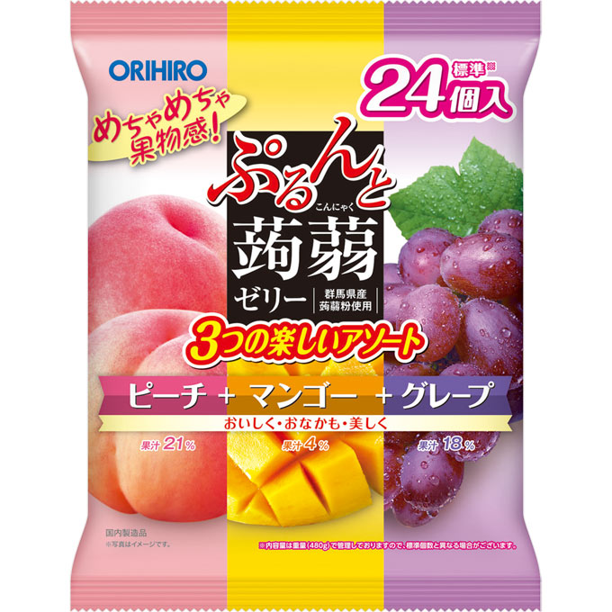 TESOLIFE特搜商城 ORIHIRO KONJAC JELLY PEACH MANGO GRAPE