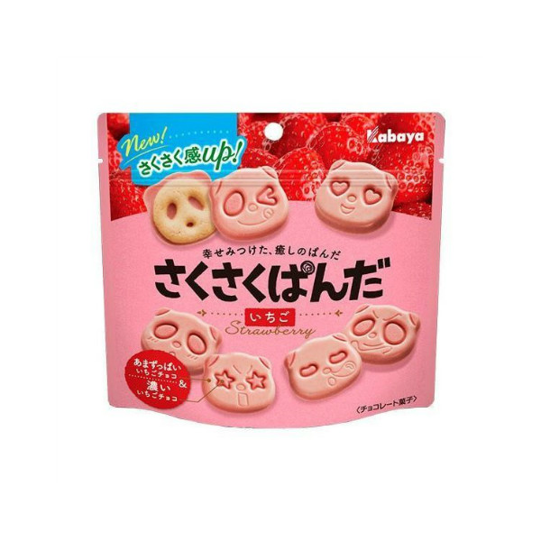 TESOLIFE特搜商城 KABAYA Panda Strawberry Chocolate Chip Cookies 47g