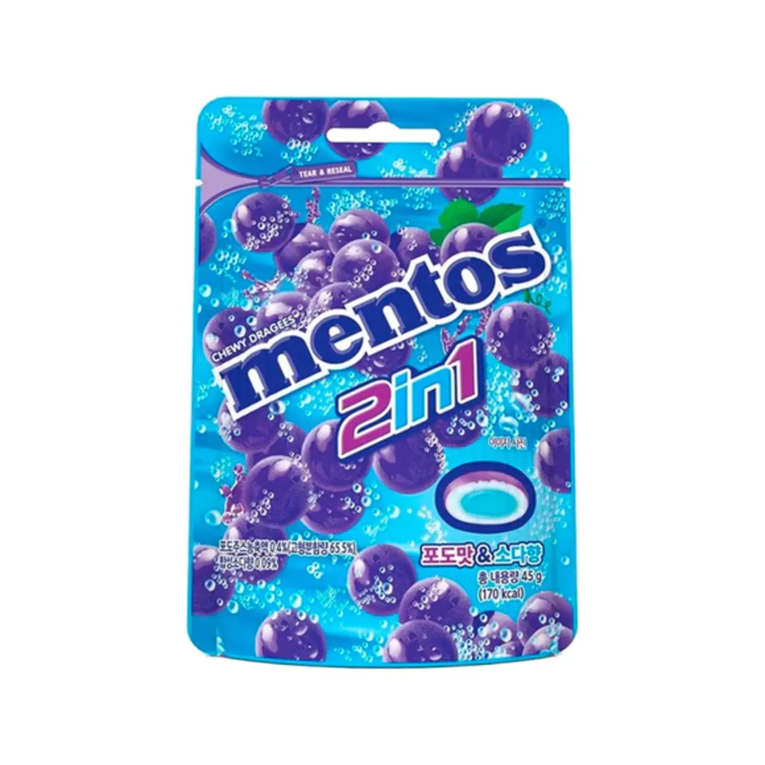 TESOLIFE特搜商城 KRACIE MENTOS DUO 2-IN-1 GRAPE SODA FLAVOR