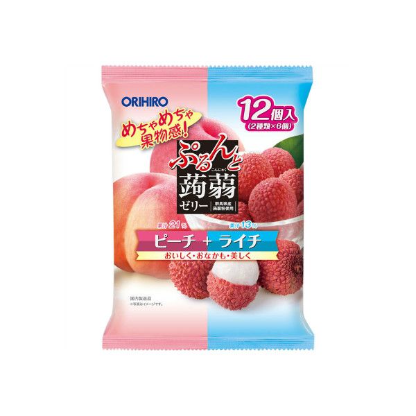 TESOLIFE特搜商城 ORIHIRO Konjac Jelly Pouch Peach & Lychee 12pcs