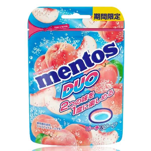 TESOLIFE特搜商城 MENTOS 2-IN-1 PEACH SODA FLAVOR