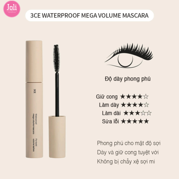 TESOLIFE特搜商城 3CE WATERPROOF VOLUME MASCARA BK