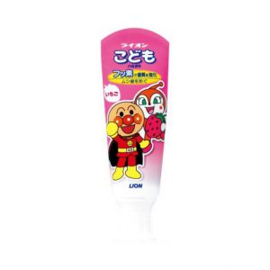 日本狮王面包超人儿童宝宝牙膏 草莓固齿防蛀可吞咽40g