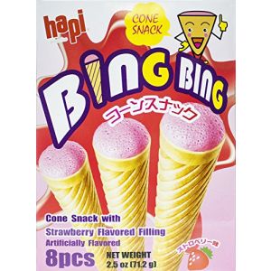 HAPI BING BING CONE SNACK STRAWBERRY 8P 71G