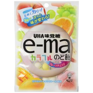 日本UHA悠哈 味觉e-ma七彩水果果汁润喉糖 50g(袋装)