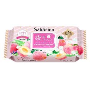 日本saborino夜用60秒懒人晚安滋润保湿补水面膜 28片 水蜜桃限定
