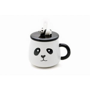 14oz 4.5"H MUG W/LID&SPN-PNDA