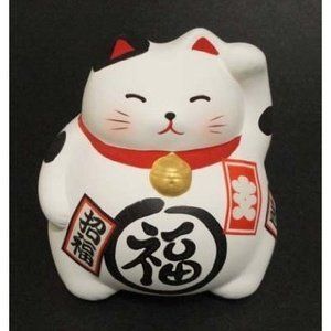 白色招财猫存钱罐摆件 3.5in x 3.25in