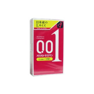 日本OKAMOTO冈本 001系列亲肤触感薄L码避孕套0.01mm 3只装