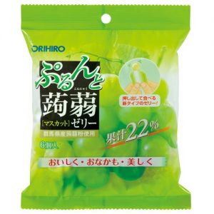 日本ORIHIRO立喜乐 蒟蒻果冻低卡高纤可吸果汁 #青提味 6粒装