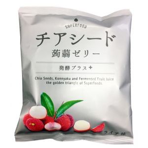 日本WAKASHO CHIA SEED 奇亚籽蒟蒻低卡果冻 荔枝味 10枚 205G