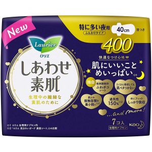 日本花王LAURIER乐而雅超纤系列超长夜用绵柔卫生巾 40cm*9片入