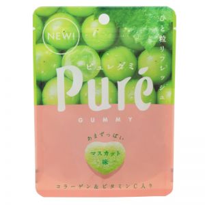 日本KANRO PURE果肉果汁咀嚼弹力软糖 绿葡萄味 1.9oz