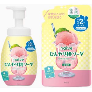 KRACIE NAIVE FOAMING BODY WASH COOL PEACH SODA PUMP