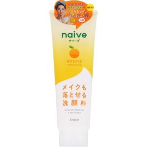日本嘉娜宝naive植物性洗面奶卸妆二合一 柚子/200g