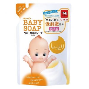 日本COW牛乳石碱共进社丘比婴儿全身泡泡沐浴露 替换装350ml 三款选