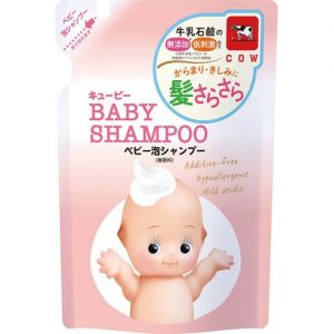 日本COW牛乳石碱共进社丘比婴儿泡泡洗发露 替换装300ml 无香型