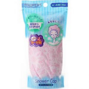 日本MAPEPE防水浴帽 一个入 粉色蕾丝花边纱