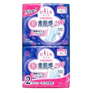 日本ELIS新素肌感夜用型护翼卫生巾 29cm*10枚 2包