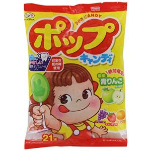 日本FUJIYA不二家 绿茶多酚护齿果汁棒棒糖 21支入 121.8g