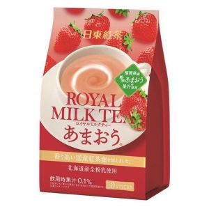 日本NITTO日东红茶 北海道速溶奶茶 福冈草莓味 10条*14G