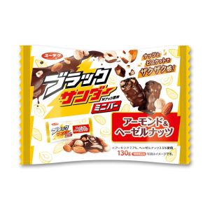 YURAKU SEIKA BLACK THUNDER MINI BAR CHOCO ALMOND & HAZELNUT 143G