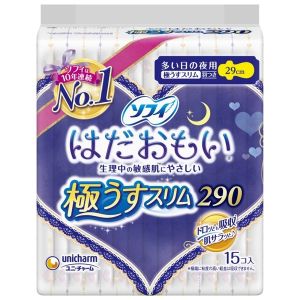 日本UNICHARM 苏菲敏感专用夜用卫生棉 29cm 15枚入