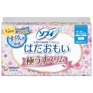 日本尤妮佳SOFY苏菲超薄敏感肌肤量多日用无羽翼卫生巾 21cm*27片