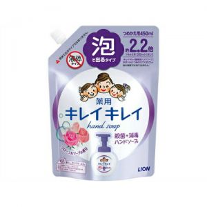 日本LION狮王kireikirei杀菌消毒泡沫型洗手液替换装 450ml 花朵皂香