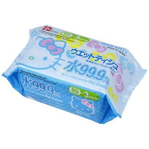LEC 99.9% Pure Water Wet Wipes 80sheets * 3 packs- Hello Kitty