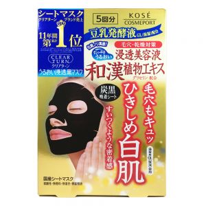 KOSE CLEAR TURN Moisture Penetration Black Mask 5 sheets