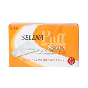 日本SELENA PUFF中棉柔滑平棉凸凹网面两用型化妆棉 80枚入