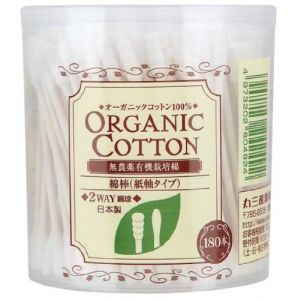 日本COTTON LABO百分百天然有机棉双头螺旋型纸轴棉棒 180支