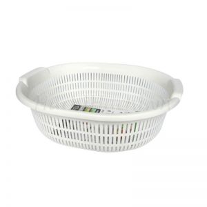 日本INOMATA 洗菜篮沥水篮 厨房洗菜篮子家用多功能圆形洗菜盆水果篮 #白色