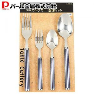 PATTERN CUTLERY 4P SET LINE BLUE P-232