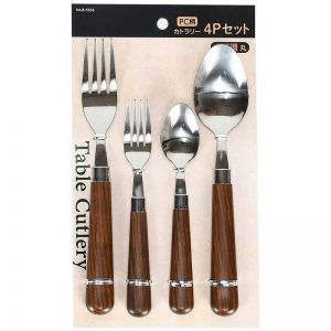 PATTERN CUTLERY 4P SET WOOD GRAIN P-233