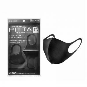 日本PITTA MASK 立体防尘防花粉可洗口罩 #灰黑色 3枚装