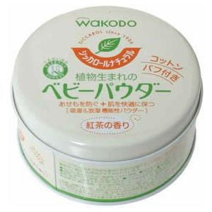日本和光堂爽身粉婴幼儿玉米粉红茶香宝宝痱子粉不含滑石粉120g