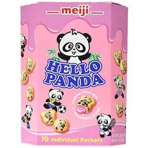 日本MEIJI明治 熊猫草莓奶油夹心饼干 258G