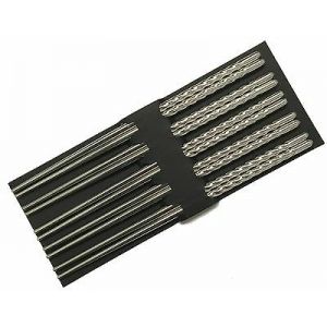 5PR SS CHOPSTICK SET-TWSTED