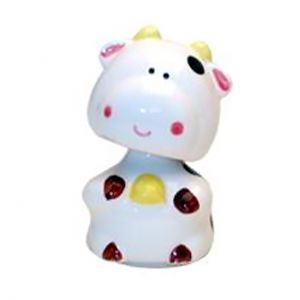 日本Fuji Merchandise 3'H泡泡头可爱牛摆件 白色