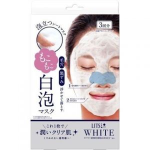 日本LITS white白泡毛孔黑头洁净透明感泡泡面膜组 3回分
