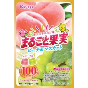 日本KASUGAI春日井 100%果汁软糖 桃子青葡萄味 32G