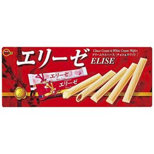 日本BOURBON波路梦 ELISE两种口味夹心蛋卷 白奶油味+巧克力味 110g