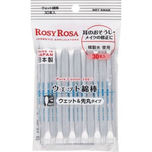 日本ROSY ROSA精制水采耳定点化妆修正湿棉棒圆头型 30支入