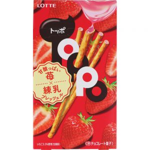 日本LOTTE乐天 TOPPO草莓炼乳夹心饼干棒 72G